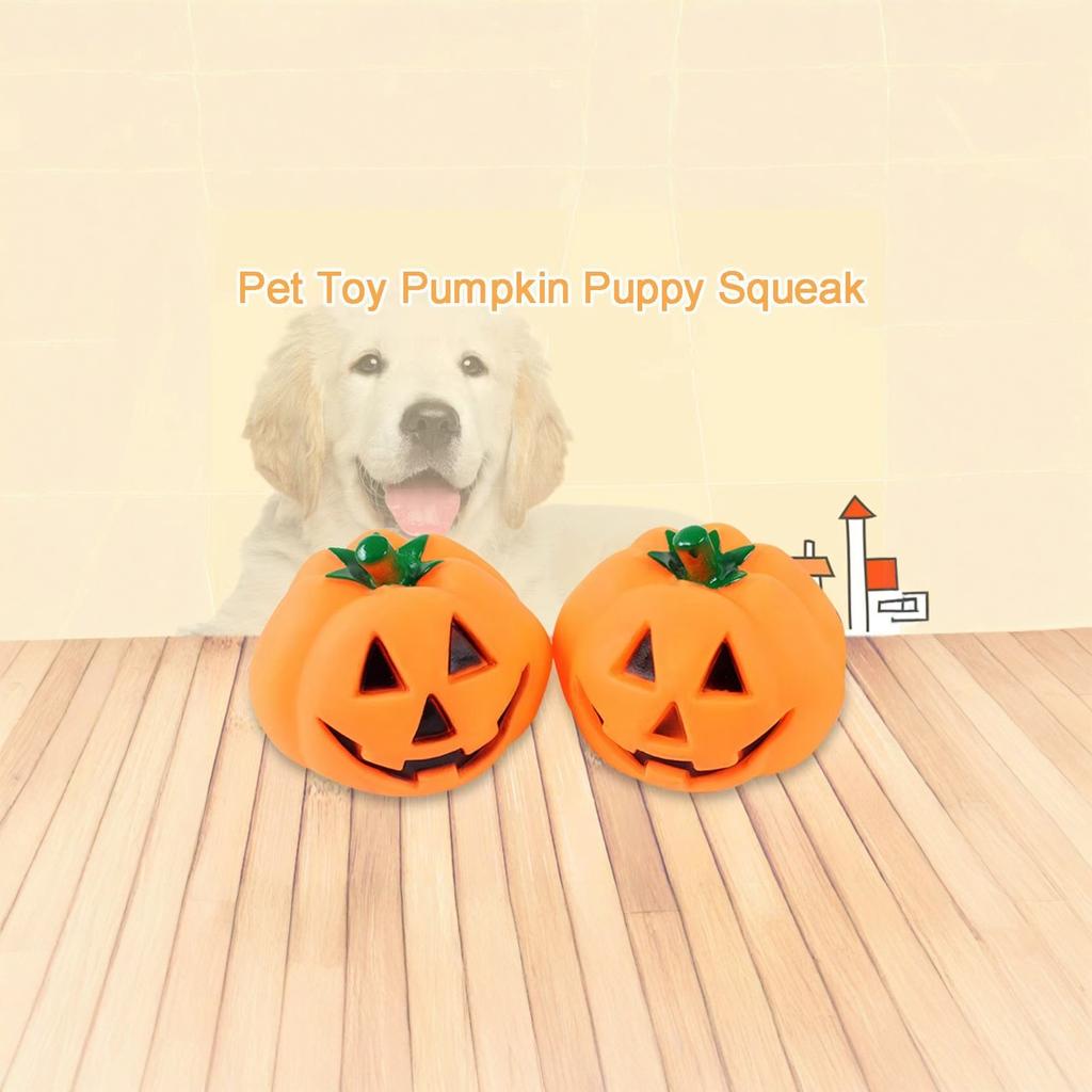 Halloween Pumpkin Dog Toy Squeaky Vinyl Toy for Small Medium Dogs