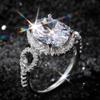 New AAA White Cubic Zirconia Engagement Rings for Women Dazzling High-quality Silver Plated Trendy Wedding Band Eternity Ring