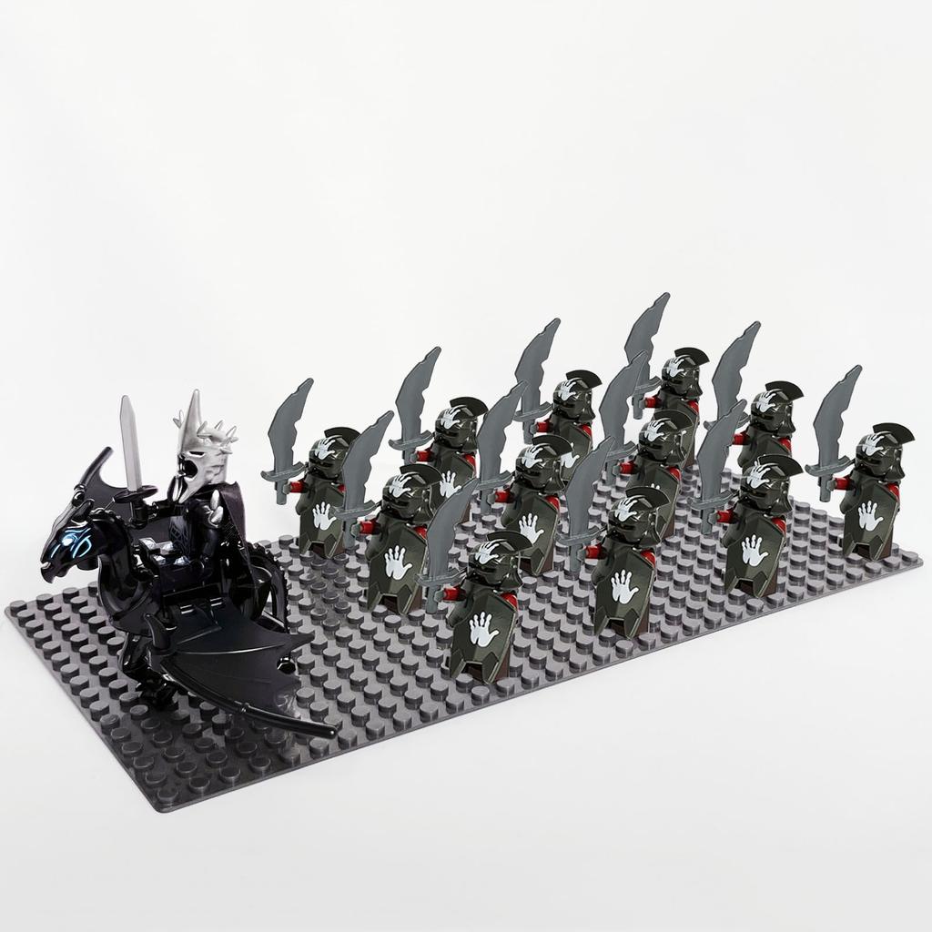 13pcs Medieval Soldiers Lord Sauron Witch-king of Angmar Shadow Orcs Strong Uruk-hai  Minifig Building Block Toys for Kids