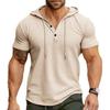 2026 Men's Summer Short-Sleeve Henley Hoodie - European & American Style