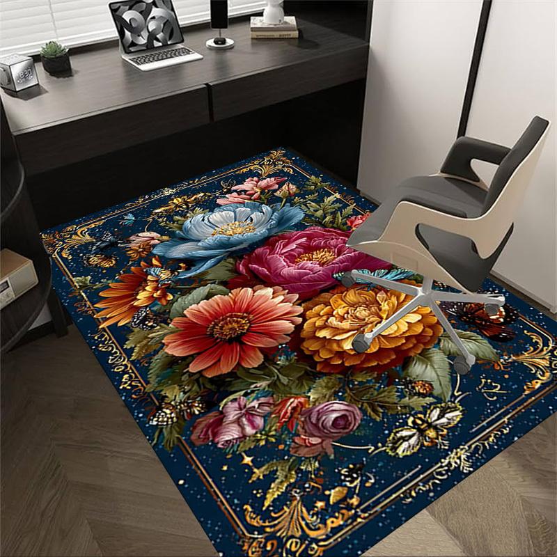 

1PC Floral Ornament Butterfly_Garden Non-Slip Floor Carpet Compatible for Office&Living Room&Bedroom&Dining room - Flat - Weave Machine-S0335 60cm by 90cm