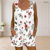 Women Plus Size Floral Printed Sleeveless Ring Strap Tank Top Pocket Shorts Two Piece Set