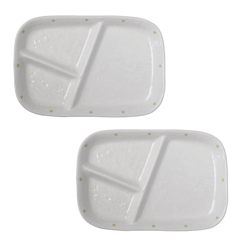 

Polka dot lunch plates (polka dot pattern), green, set of two, 22.4cm wide x 14.9cm long x 2.3cm high, 400g, Seto ware, one-plate dish (green)