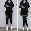 Summer Korean Fashion Women's Running Sportswear Set Short Sleeves Trousers