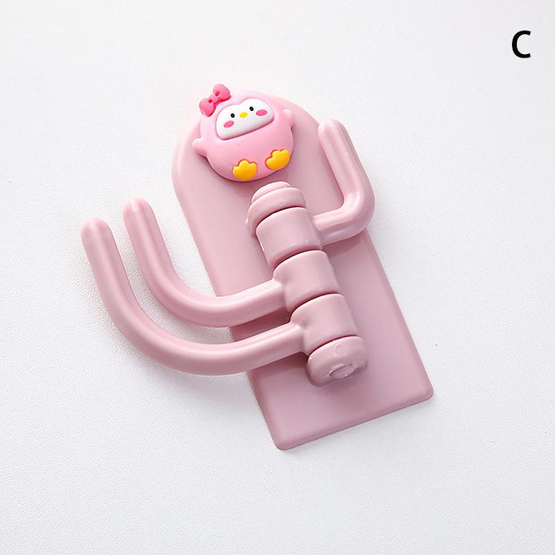 Rotatable Multi-Purpose Cartoon Three-Hook Hook Cute Student Dormitory Punch-Free Traceless Sticky Hook Wall Door Key Hook Tool