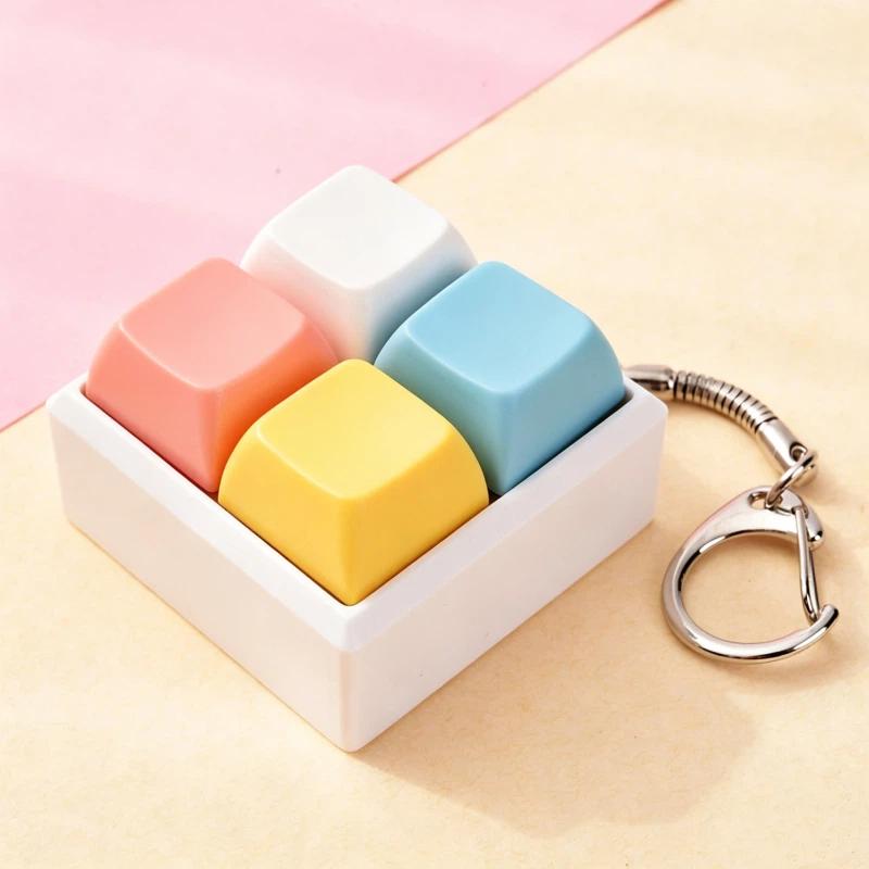 Mini 4 Keys Mechanical Keyboard Fidget Keychain Satisfying Click Sound Unique Gift for Keyboard Enthusiasts Friends