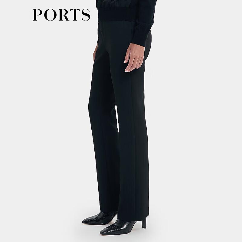 PORTS Women's Elegant Black Straight-Leg Trousers