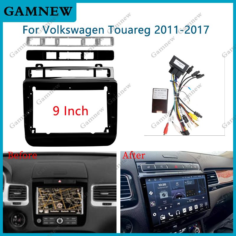 9 Inch Car 2DIN Radio Fascias Frame Stereo Panel Cable Adapter Canbus Decoder For Volkswagen Touareg 2011-2017