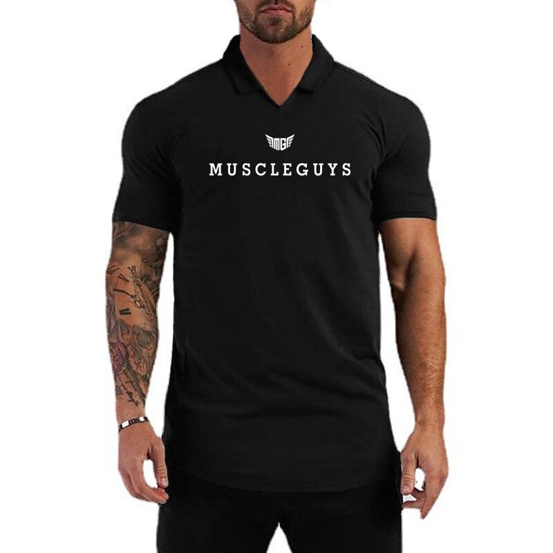 Do The Work  Muscleguys Brand Letter Printed Mens Cotton Bodybuilding Fitness Summer Fashion Breathable Slim Fit Polo Shirt Gym Clothing