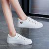 Fashionable Low-Top Lace-Up Women's Casual White Sneakers Trendy Slip-On Board Shoes Comfortable Rubber Sole Polyurethane Upper