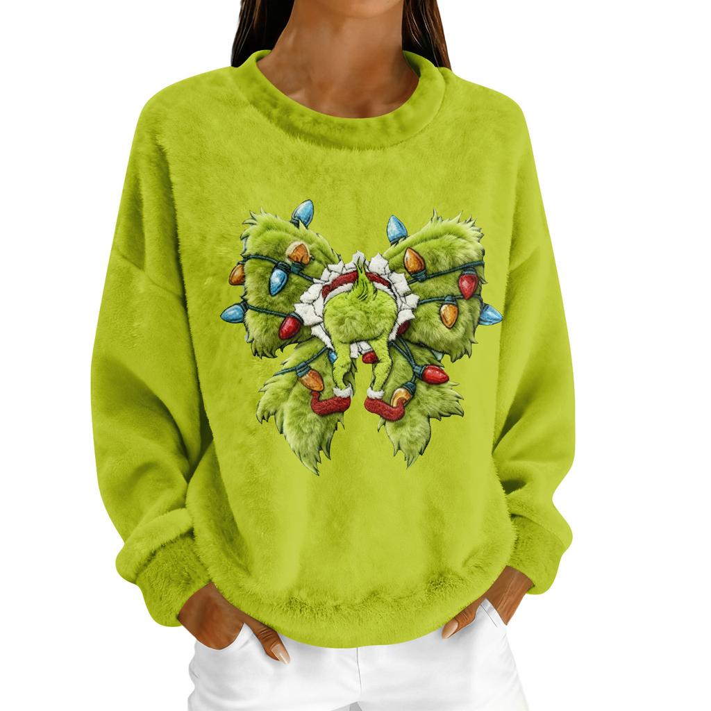 Damen Fleece-Hoodie Langarm Rundhals Lässig Bequem Locker geschnitten Leicht Damen-Hoodie