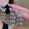 Korean Style Zircon Butterfly Water Drop Earrings - Light Luxury and Fashionable Stud Ear Jewelry