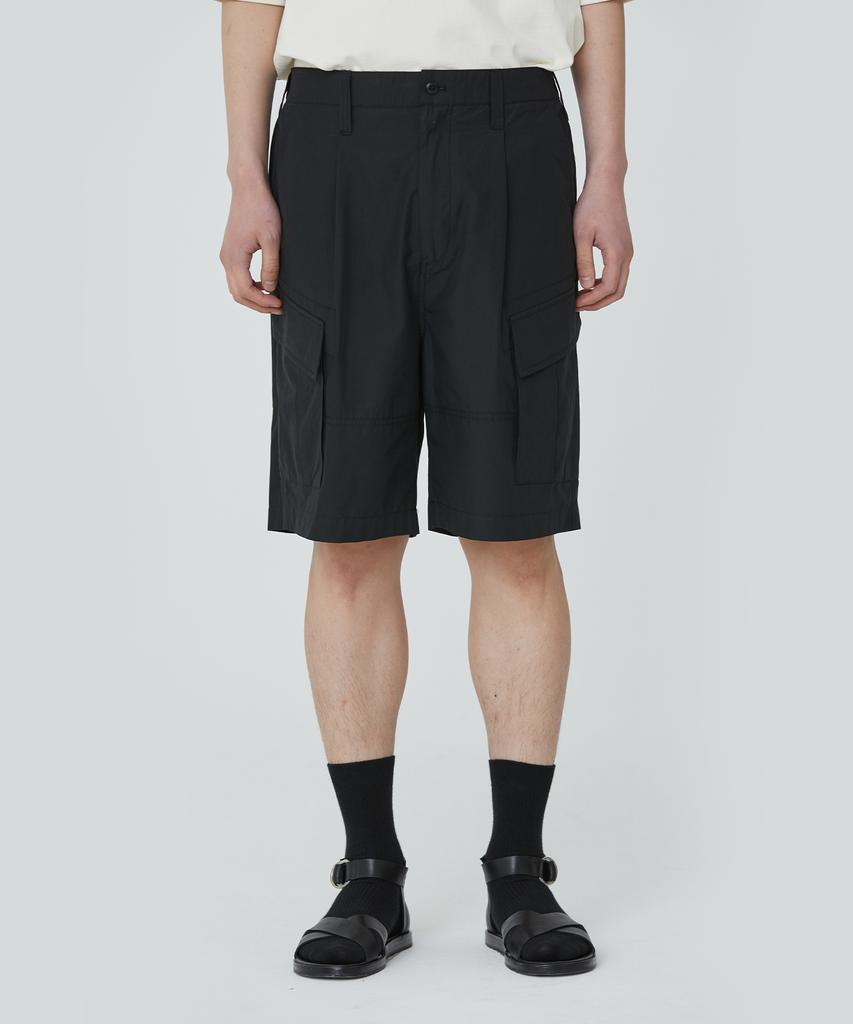 PUBLICFIGURE Chambray Patch Pocket Half Pants_Black