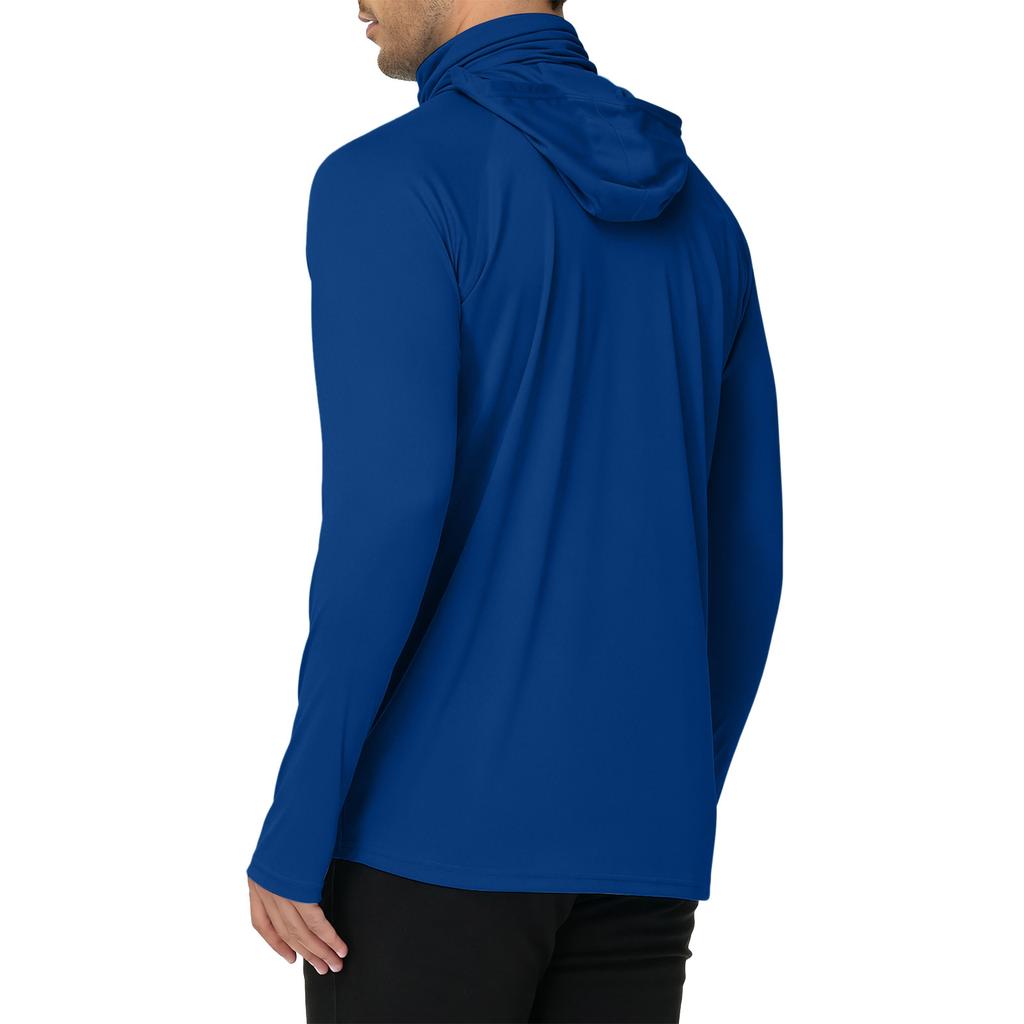 Men's Long Sleeve Hooded Outdoor Shirt Lightweight UV Protection Sun Shield Activewear Top for Hiking Running and Casual Wear
