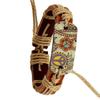 Men Vintage Punk Style Pyrograph Peace Sign Infinity Bangle Bracelet Leather Bracelets Stainless Steel Multilayer Braided Rope