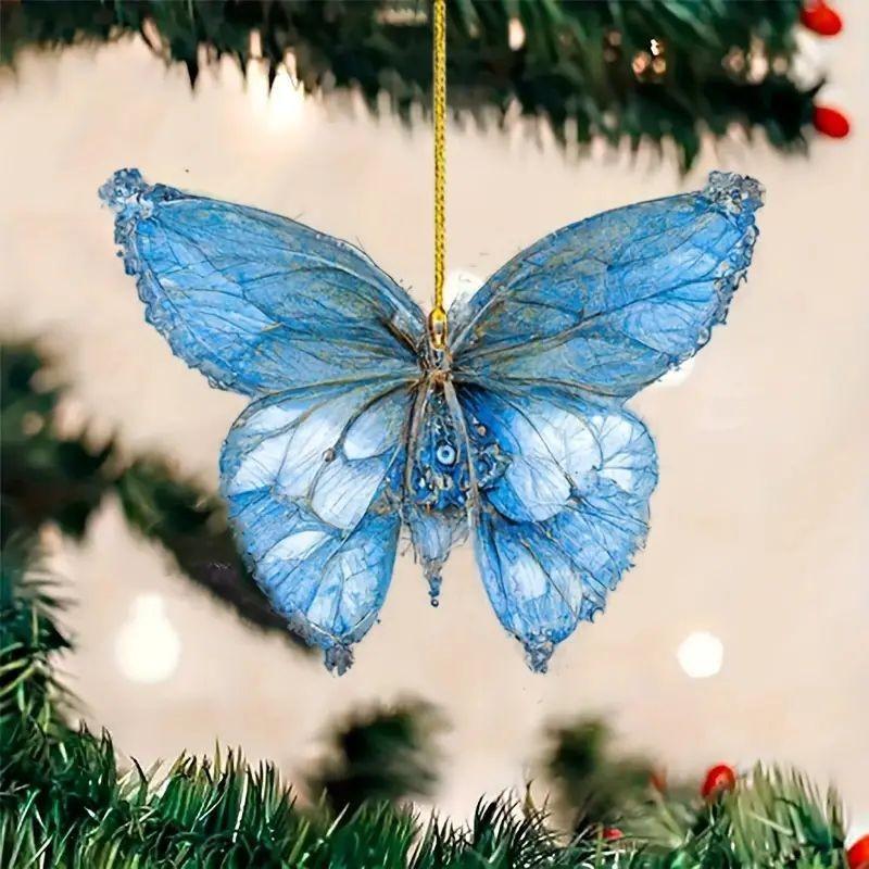 Cute Acrylic Butterfly Hanging Ornament For Car Rearview Mirror And Backpack Keychain