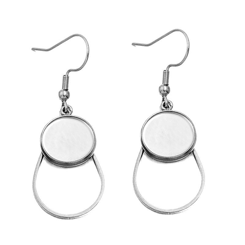 10 Styles Stainless Steel 12mm Time Gem Base Geometric Irregular Earring Hook Pendant