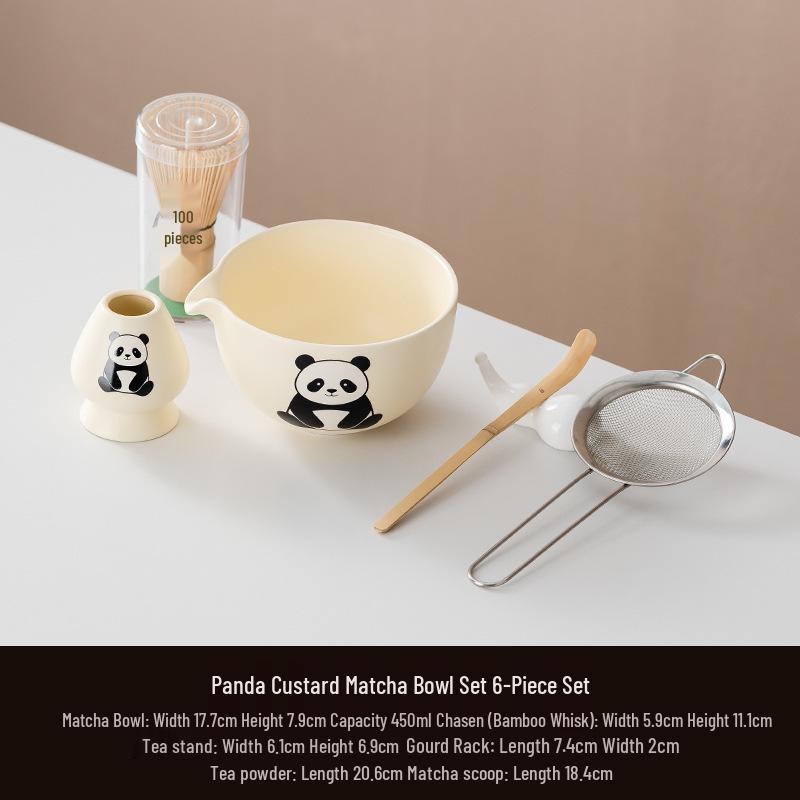 Japanese Song Dynasty Matcha Tea Ceremony Set: Ceramic Bowl, Cup, Bamboo Whisk, and Brush