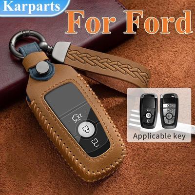 Çılgın At Deri Araba Uzaktan Anahtar Kılıfı Kabuk Fob Ford Edge Fusion Mustang Explorer F150 F250 F350 Ecosport Koruyucu