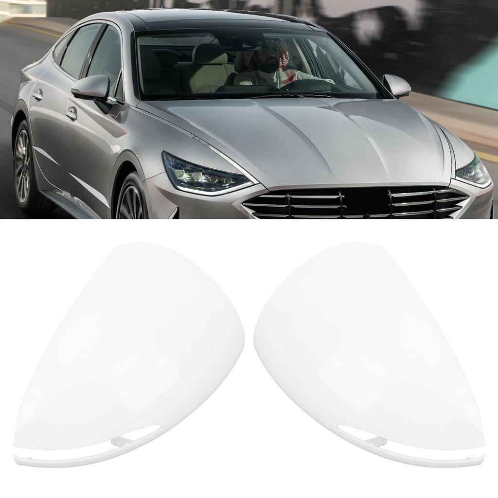 Door Mirror Covers Scratch Resistant Weatherproof White Rear View Mirror Shell Housing for Sonata 20