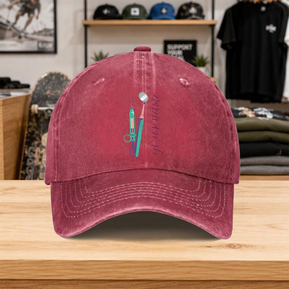 1pc New Style Dental Syringe Washed Baseball Cap Premium Versatile Outdoor Accessory Unisex Duckbill Cap Fashionable Trendy C