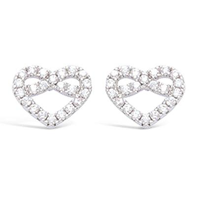 [N6880] - White 'Love' Silver Earrings (rhodium-plated) - 8x8 Mm