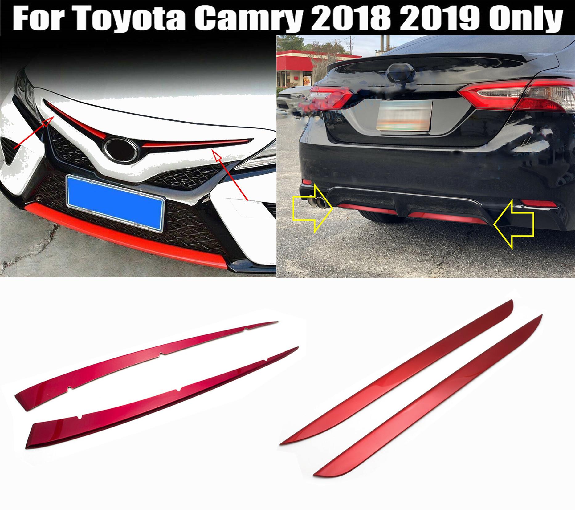 

4 Pcs Red Color Front Rear Bumper Grille Cover Trim For Toyota Camry 2018 2019