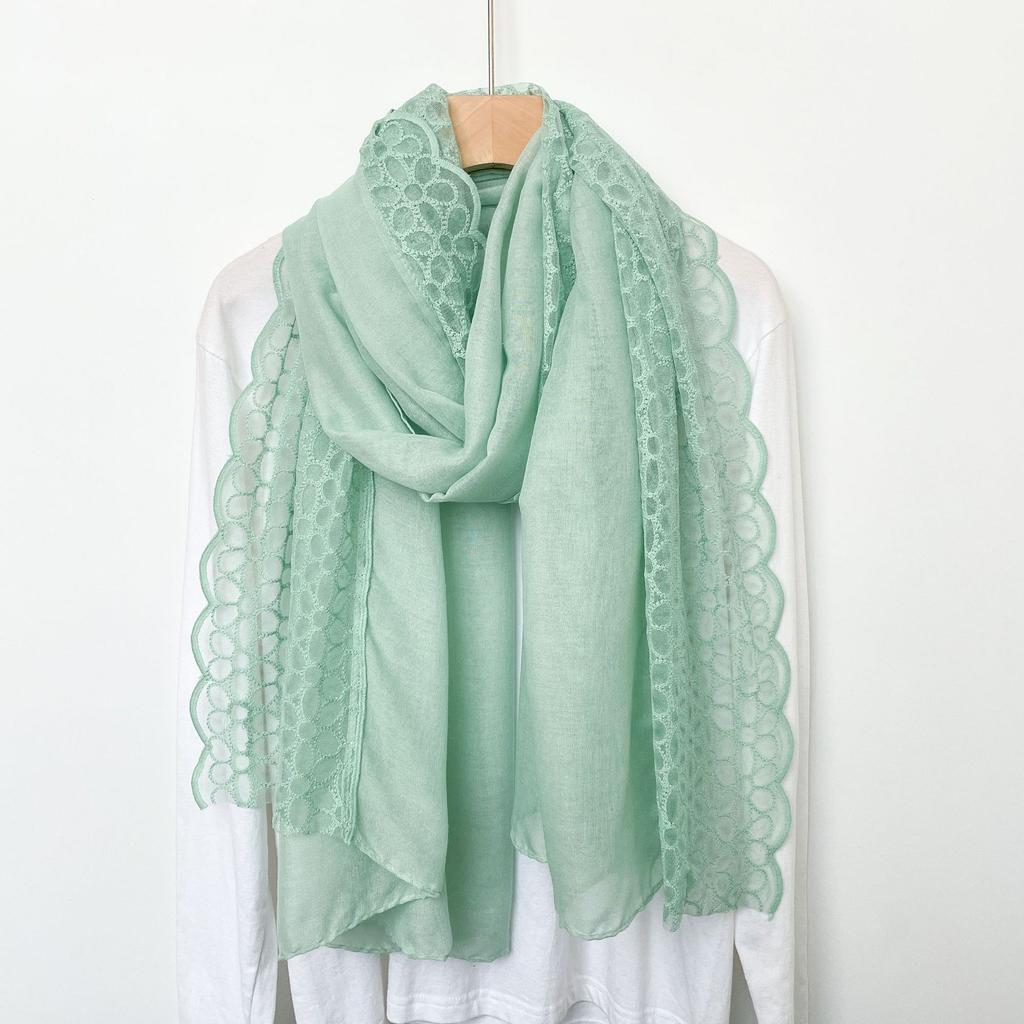 New Linen Lace Cotton Linen Thin Scarf for Women's Literary Versatile Shawl Scarf Silk Scarf Solid Color Scarf
