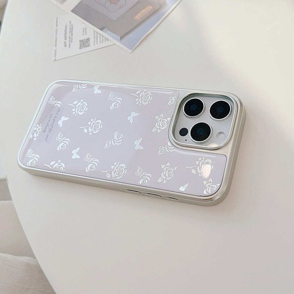 Gilded Ins Rose Butterfly Suitable for 16 Apple 15pro Max Mobile Phone Case Iphone 14 Drop Glue 13 Gentle 15