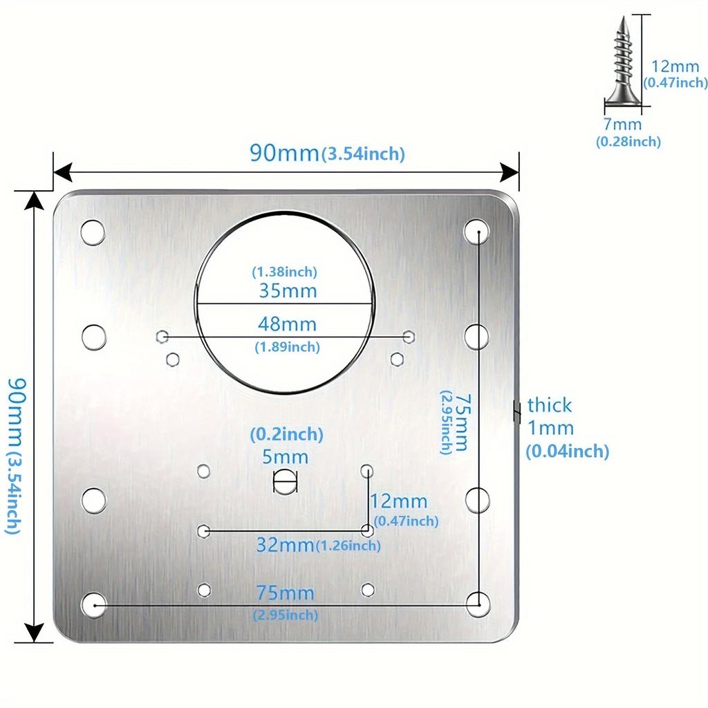 10-Pack Cabinet Hinge Repair Plate, Polished Stainless Steel Face Mount Hinge Fixing Bracket Kit with Mounting Screws