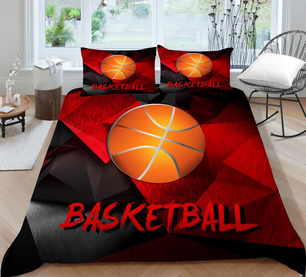 3D Basketball King Queen Duvet Cover Sports Theme Bedding Set For Kids Teens Boys Ball Game Bedroom Decor Soft Comforter Cover