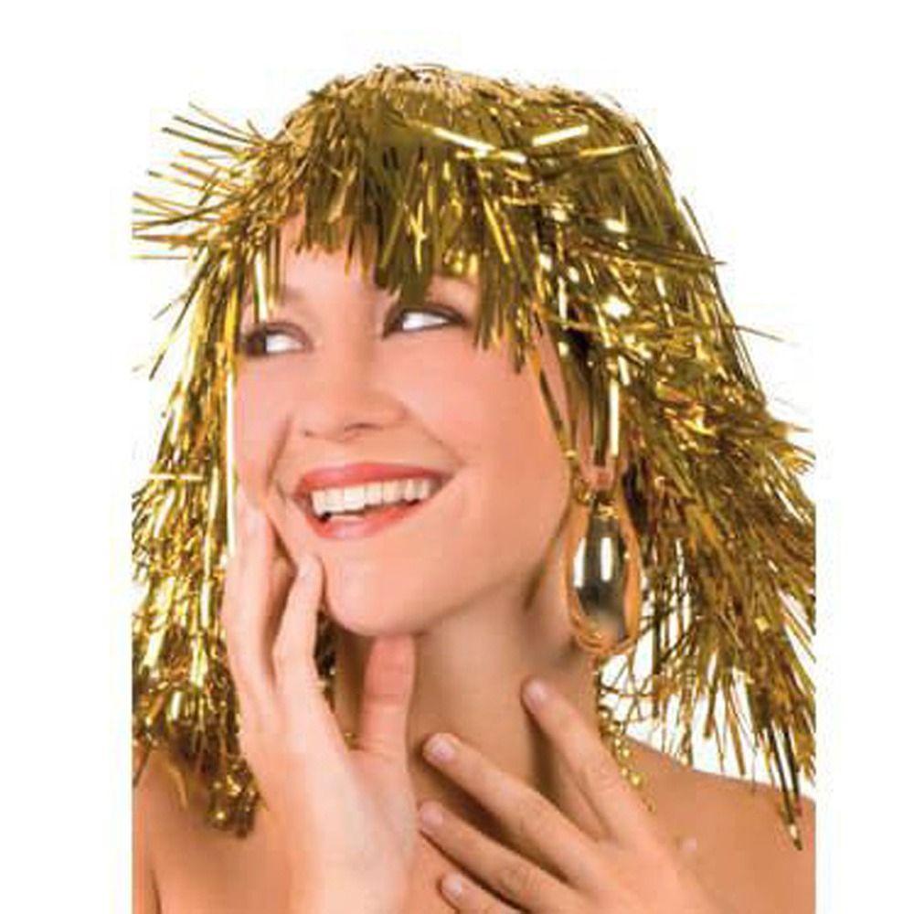 Glitter Halloween Colored Wig Funny Shiny Party Wig Short Foil Tinsel Wigs