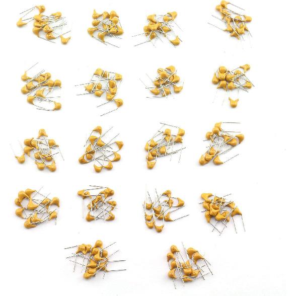 Tegg 180pcs Monolithic Ceramic Capacitors Assorted Kit 20PF-105(1UF) 50V 18 Values Commonly Used Electronic Component DIY Assortment