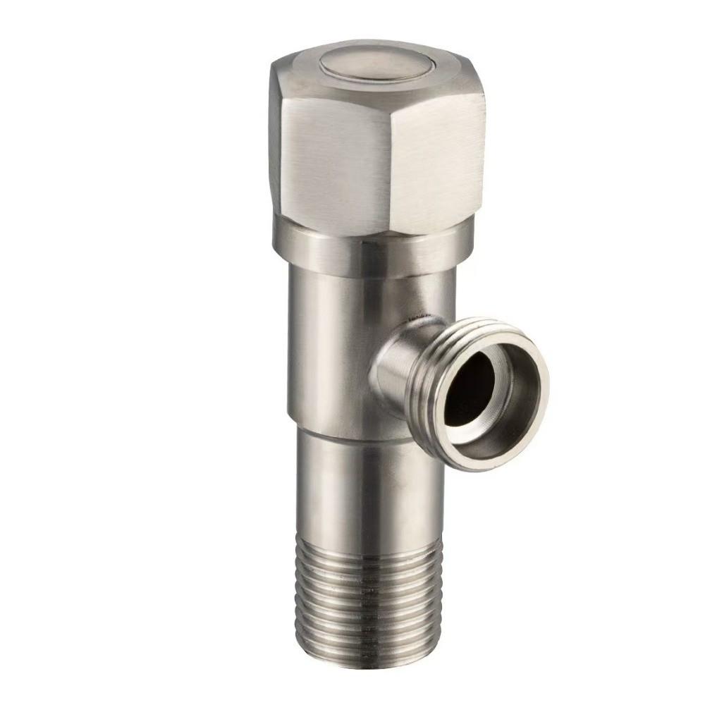 Stainless Steel Hot Cold Angle Valve Rust Proof Hexagonal Wheel Toilet Water Stop Valve Quarter Turn Triangular Valve Bathroom