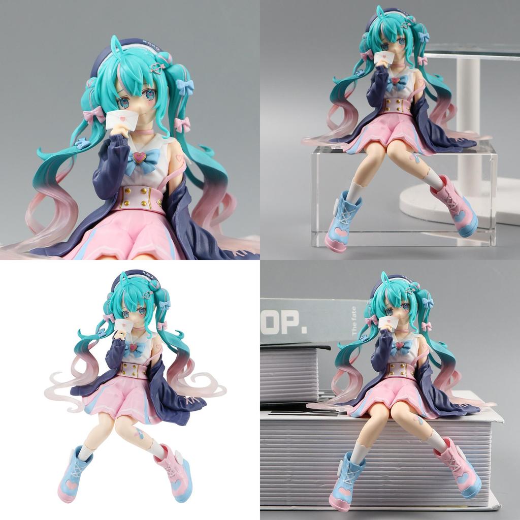 Cute Pink Sitting Pose Hatsune Miku Pvc Figure For Teens