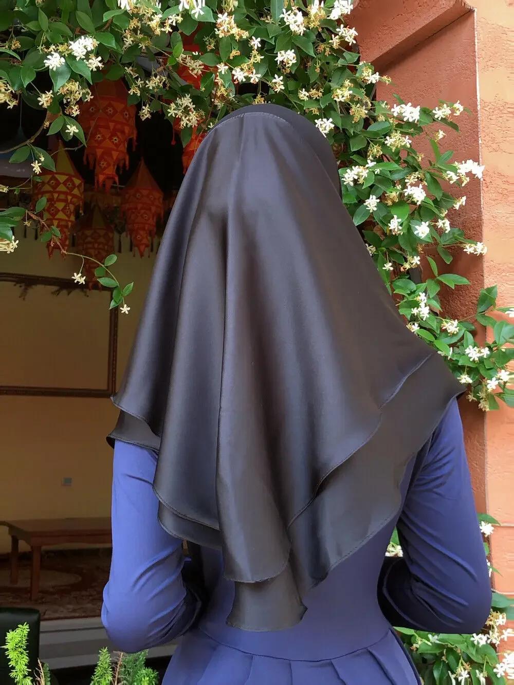 

Chiffon Hijab Jersey Hijabs for Women Turban Malay Pullover Headgear Double Layer Solid Color Headscarf Bonnet Hijab Turbante