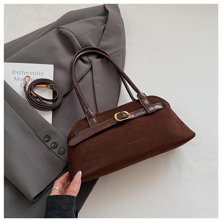 This year's popular suede handbag women's 2025 autumn new Korean version niche belt buckle shoulder messenger bag