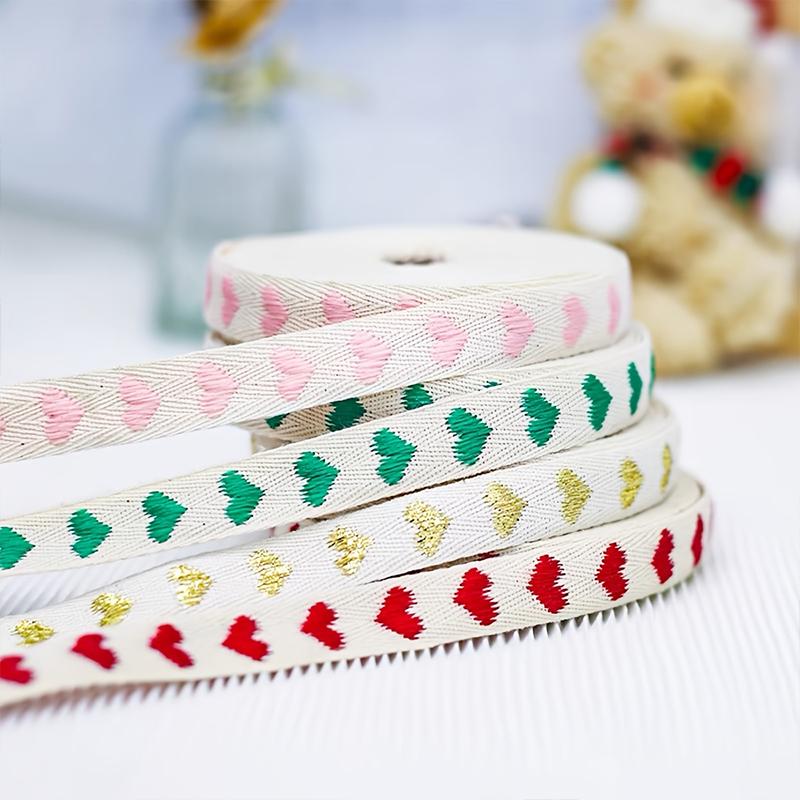 5 Yards/Roll Christmas Ribbon Wedding DIY Craft Ribbon Christmas Decorations Love Jacquard Embroidery Ribbon Handmade 16mm