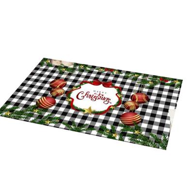 Alfombra de Navidad para el Suelo Alfombra de Entrada Alfombra para Mesa de Centro de Salón Resistente a las Manchas Alfombra Decorativa Impresa Alfombra para Puerta de Entrada