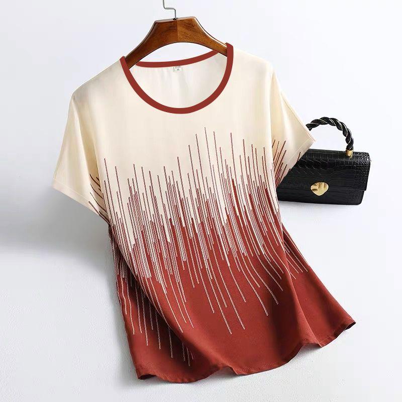 

Футболка Summer Ice Silk Printed, женская, свободный топ, большая рубашка для мам M красный