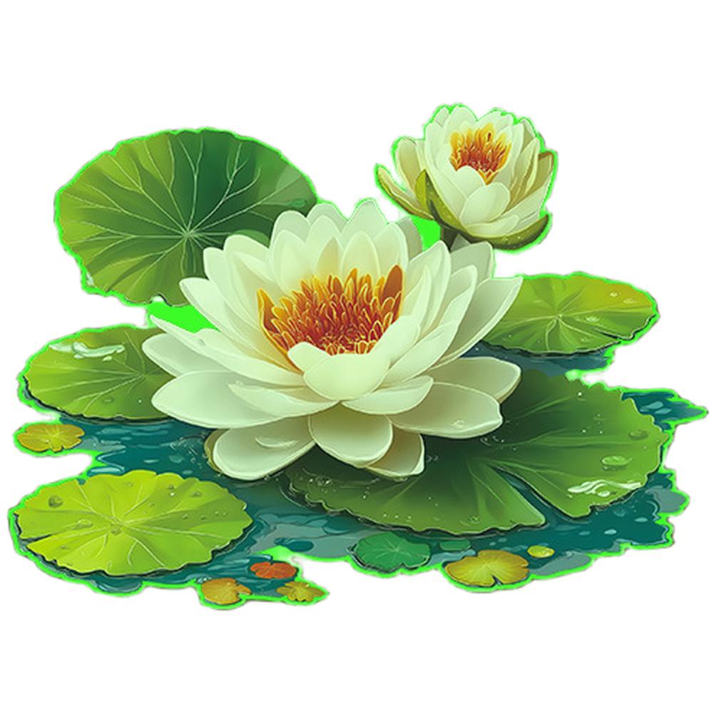 

Glow Lotus Stickers Bathroom Wall Decor Multiple Size Options A Green light