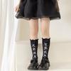 Girls Over The Knee High Socks Retro Stripes Hollow Mesh Cute Bowknot Princess Baby Kids Long Stockings