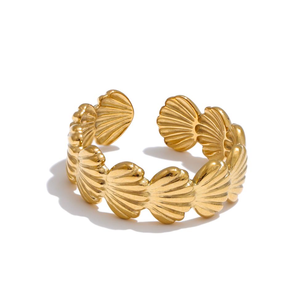 Yhpup Ocean Style Adjustable Metal Shell Open Ring High Quality Plated for Women 316L Stainless Steel Summer Trendy Jewelry Gift