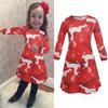 Christmas Kids Dress Girl Santa Claus Elk Long Sleeve Party Birthday Gift