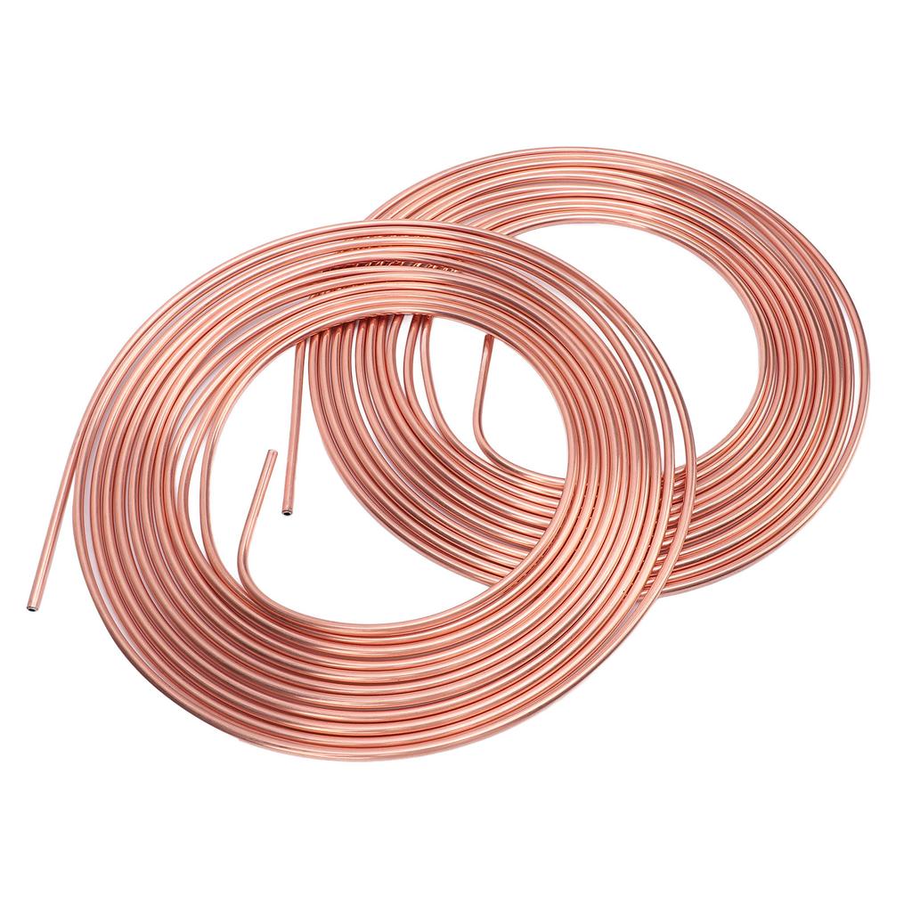 2 Seturi Bobine Tubulatură Linie Frână Kit Fitinguri 3 16in X 25ft Aliaj Cupru Ni Rezistent la Eroziune Înlocuire Linie Frână