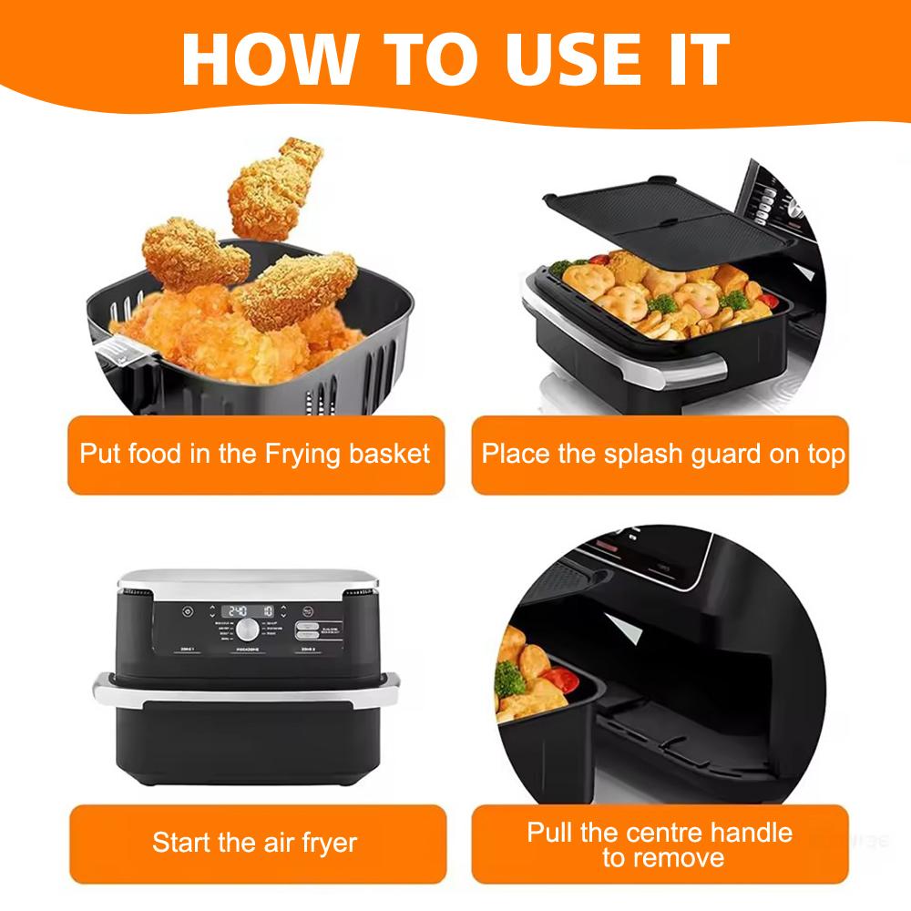 Protector anti-stropire pentru friteuză cu aer Ninja AF500 Reutilizabil Pad anti-stropire pentru friteuză cu aer Dreptunghiular Căptușeli pentru friteuză cu aer Bucătărie Eficient Stropi de grăsime