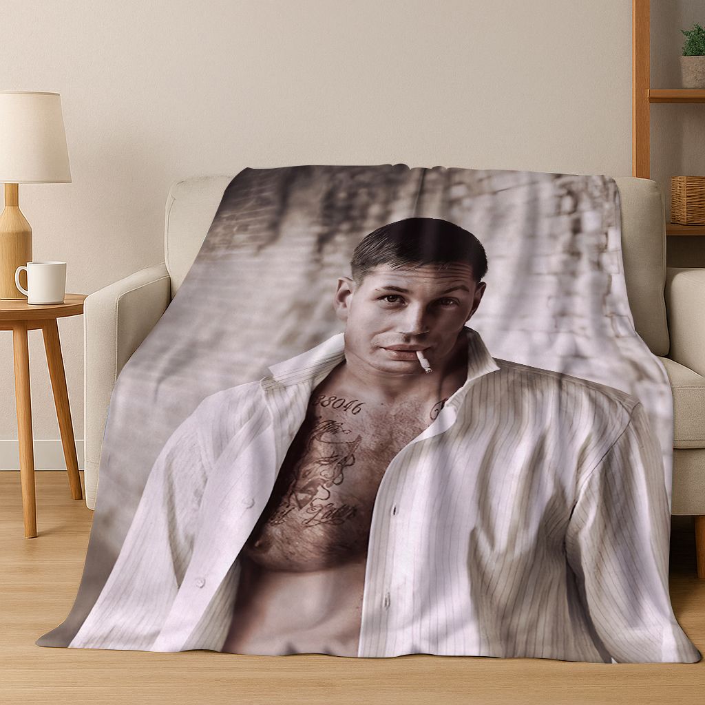 3D Tom Hardy Art Actor Star Flannel Blanket,Cozy Soft Throw Blanket for Home Bedroom Bed Sofa Picnic Office Cover Kids Gift