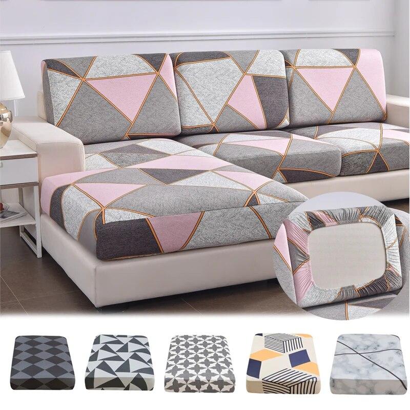 Geometrisch Bedruckte Elastische Sofasitzbezüge Sofabezüge Weicher Stretch-Schutz für Haustiere Geformte Sofas Chaiselongue-Abdeckungen