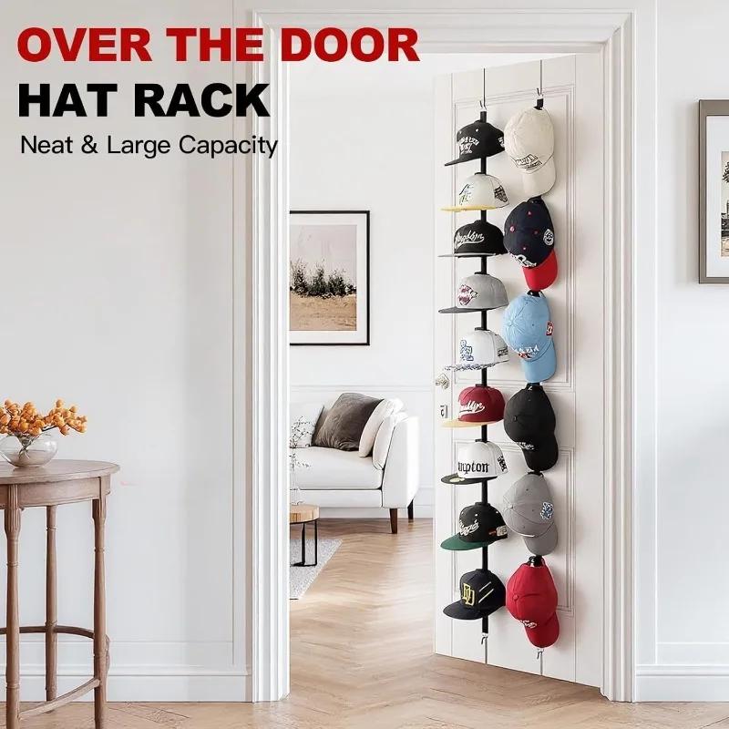 Hat Rack for Door - Two-Way Hanging Caps with Display Hooks and Hanger, Hat Organizer for Baseball Caps