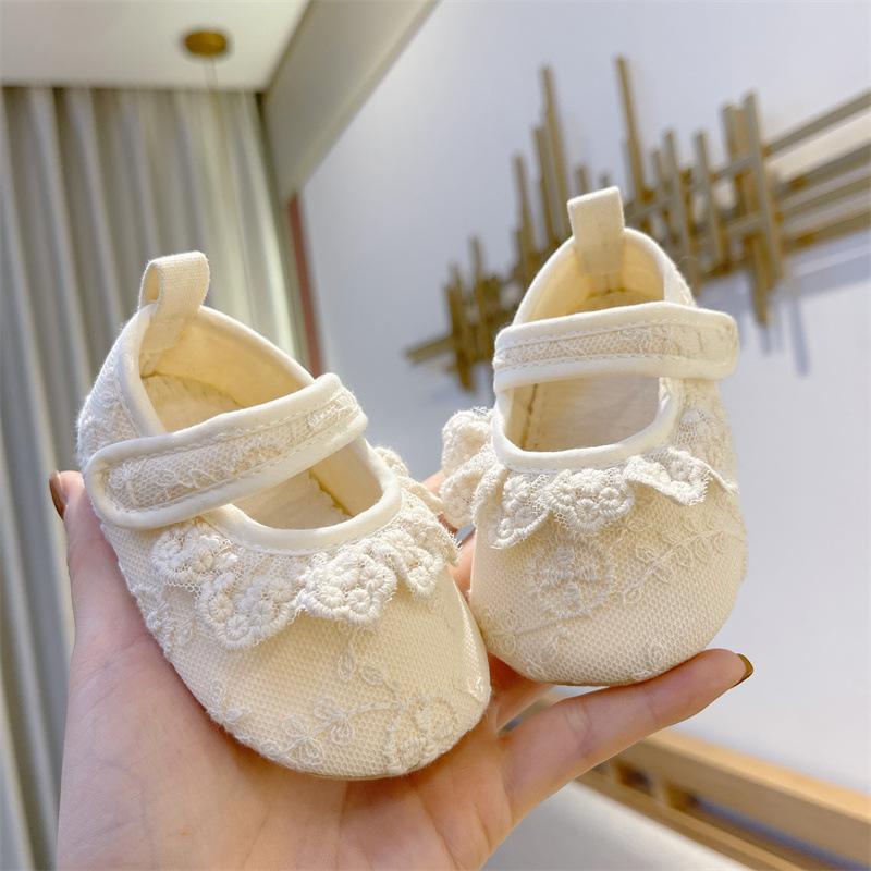 2024 Spring Autumn New Baby Soft Soled Walking Shoes Trendy Lovely Lace Princess Shoes Fashion Versatile Antiskid Girls Sneakers